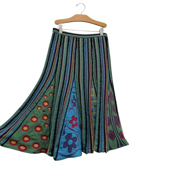 Noriko Araki Crochet Eclectic Retro Hippie Boho Floral Artsy Wool Midi Skirt SM - Picture 3 of 10